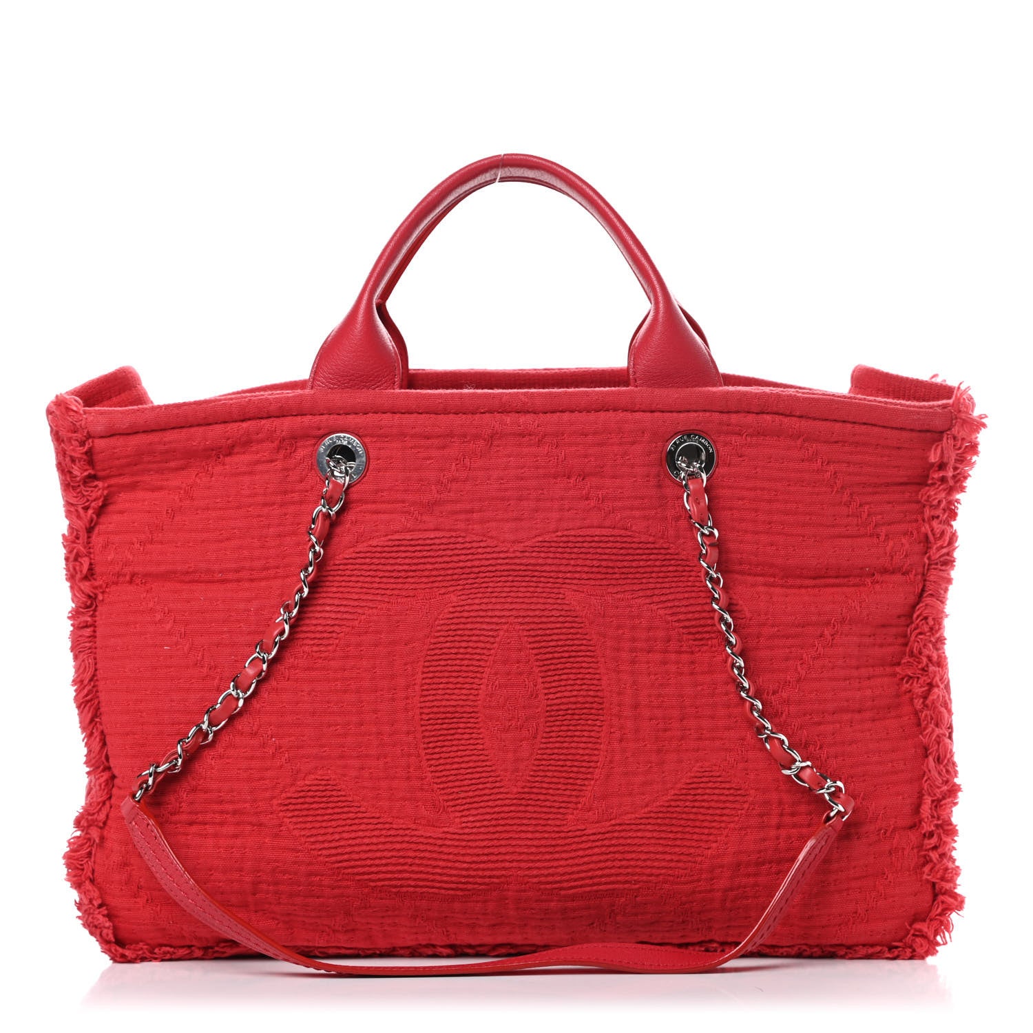Chanel Canvas Large Double Face Shopping Tote Red 1 of 10