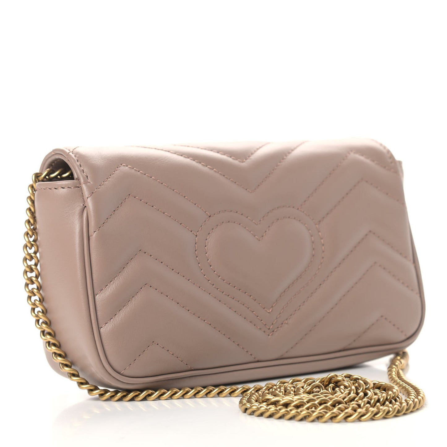 Calfskin Matelasse Super Mini GG Marmont Shoulder Bag Porcelain Rose
