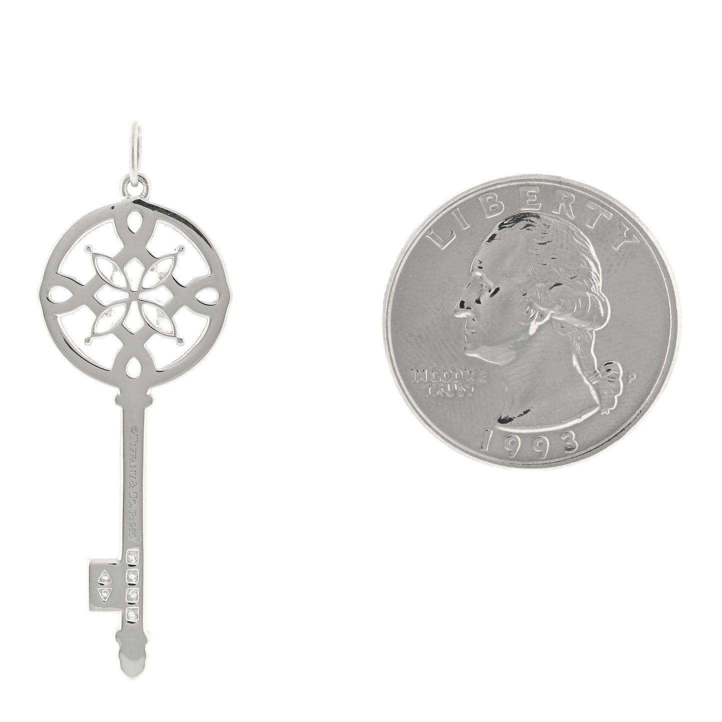 Platinum Diamond Victoria Round Key Pendant