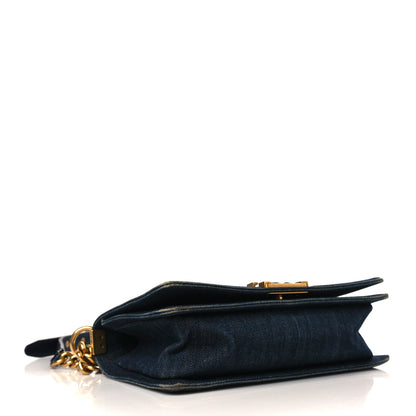 Chanel Tweed Denim Medium Boy Flap Navy Blue 3 of 11