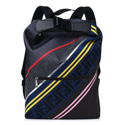 Fendi Canvas FF Diagonal Cross Strap Backpack Navy Multicolor 1 of 5