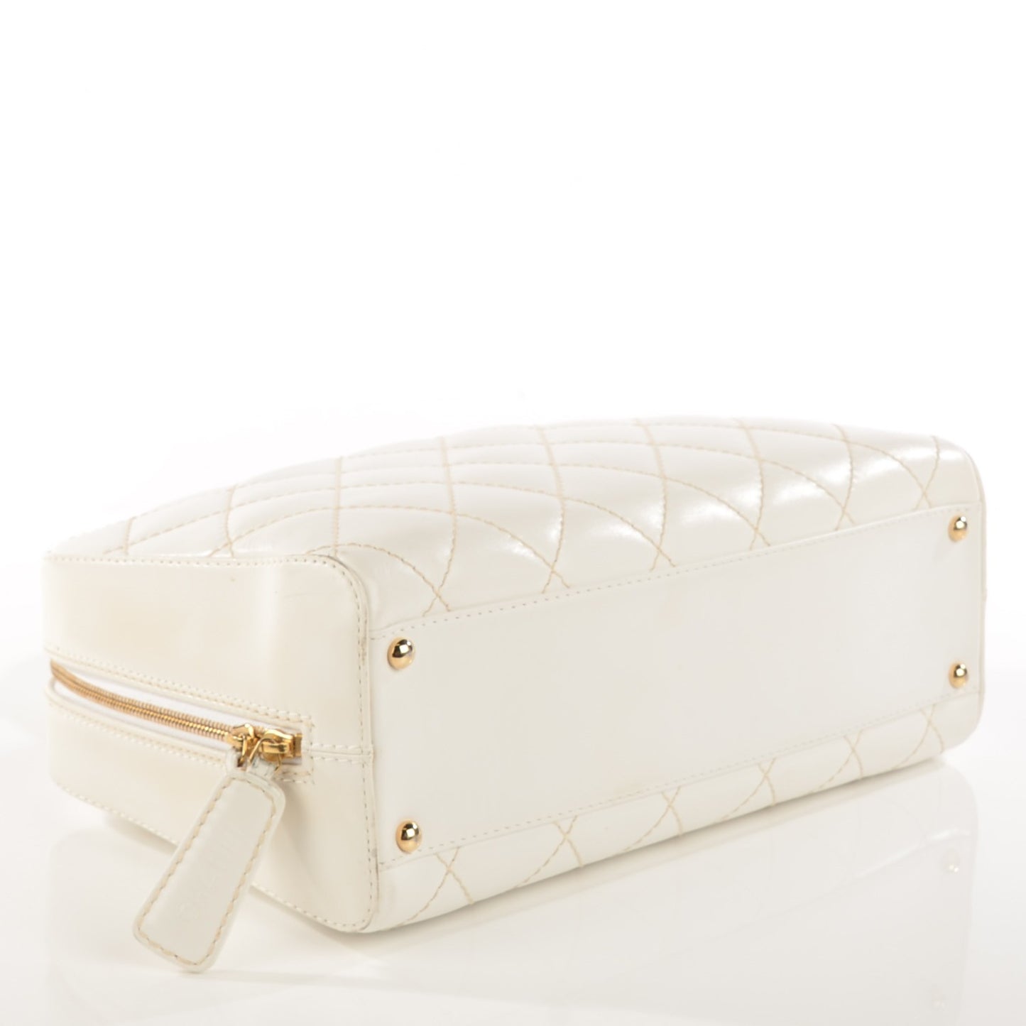 Calfskin Wild Stitch Surpique Top Handle Bag White