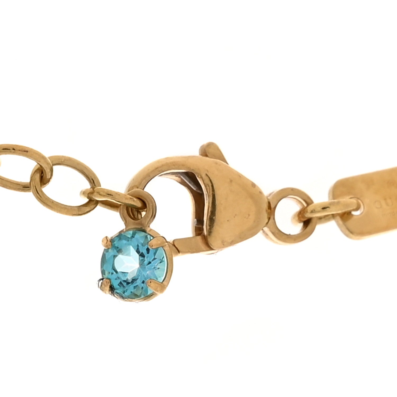 Gucci 18K Yellow Gold Blue Topaz Running G Pendant Necklace 4 of 6