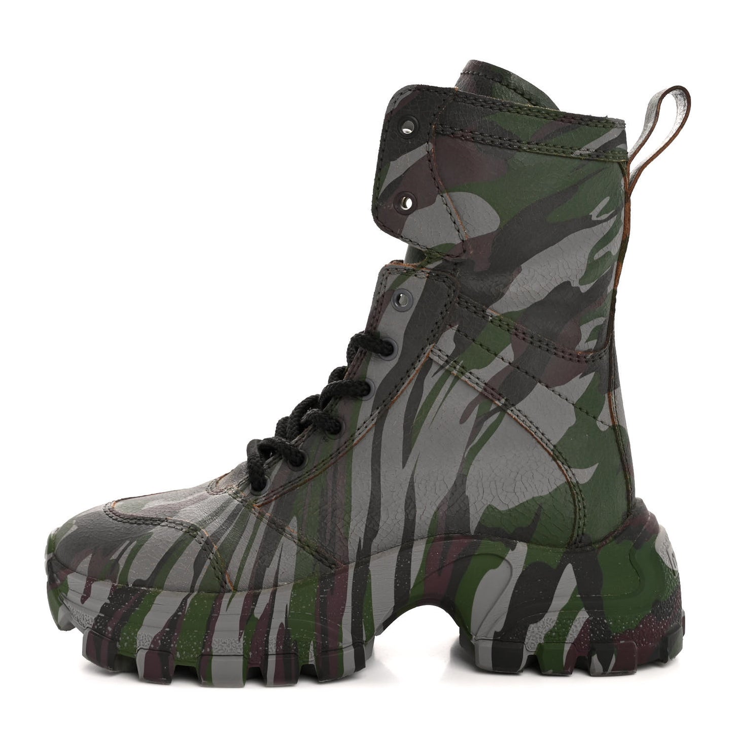 Crackled Calzature Camouflage Print Womens Combat Boots 37
