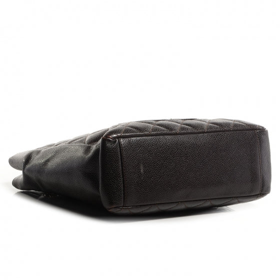 Caviar Petit Shopping Tote PST Dark Brown
