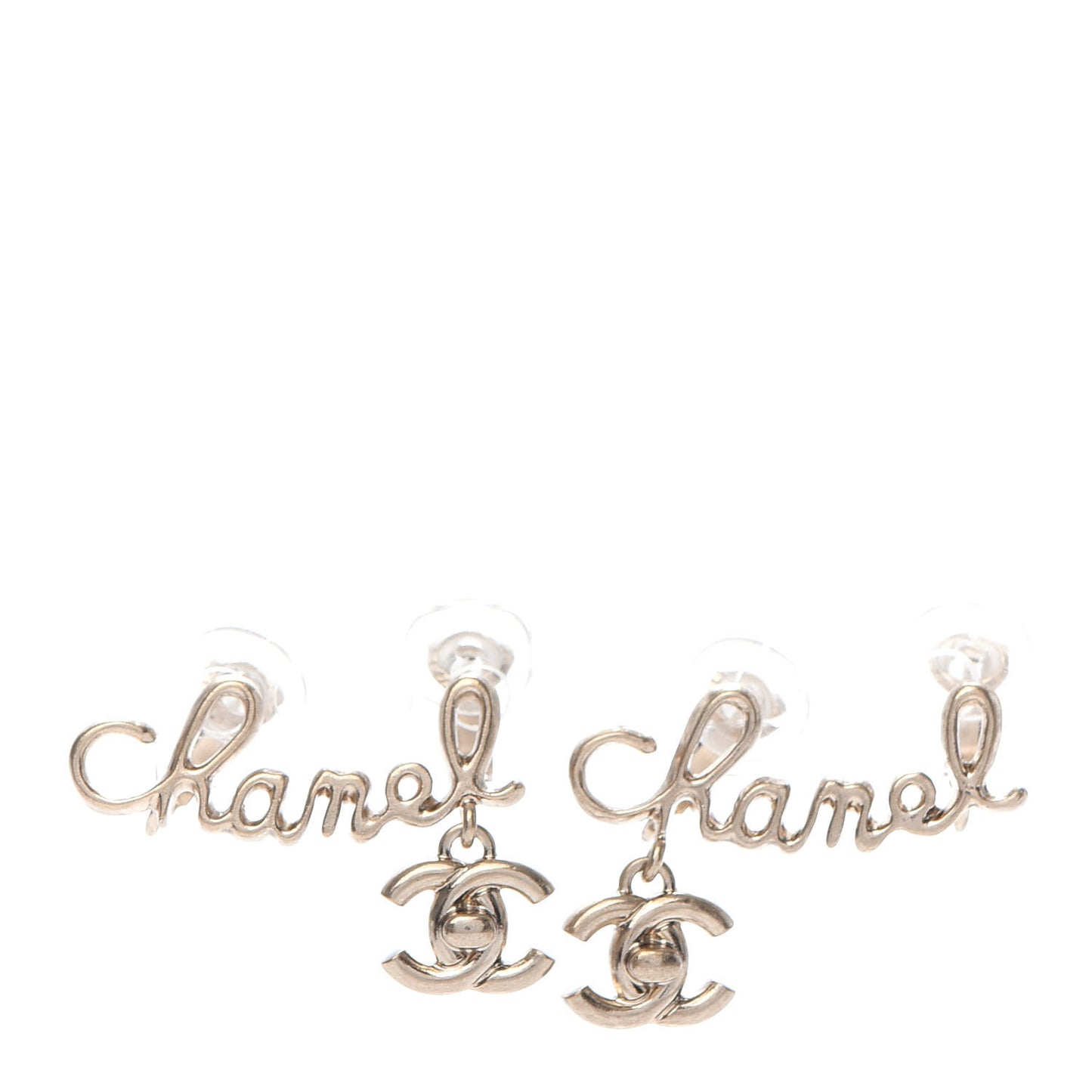 Metal Logo CC Turnlock Clip On Earrings Gold