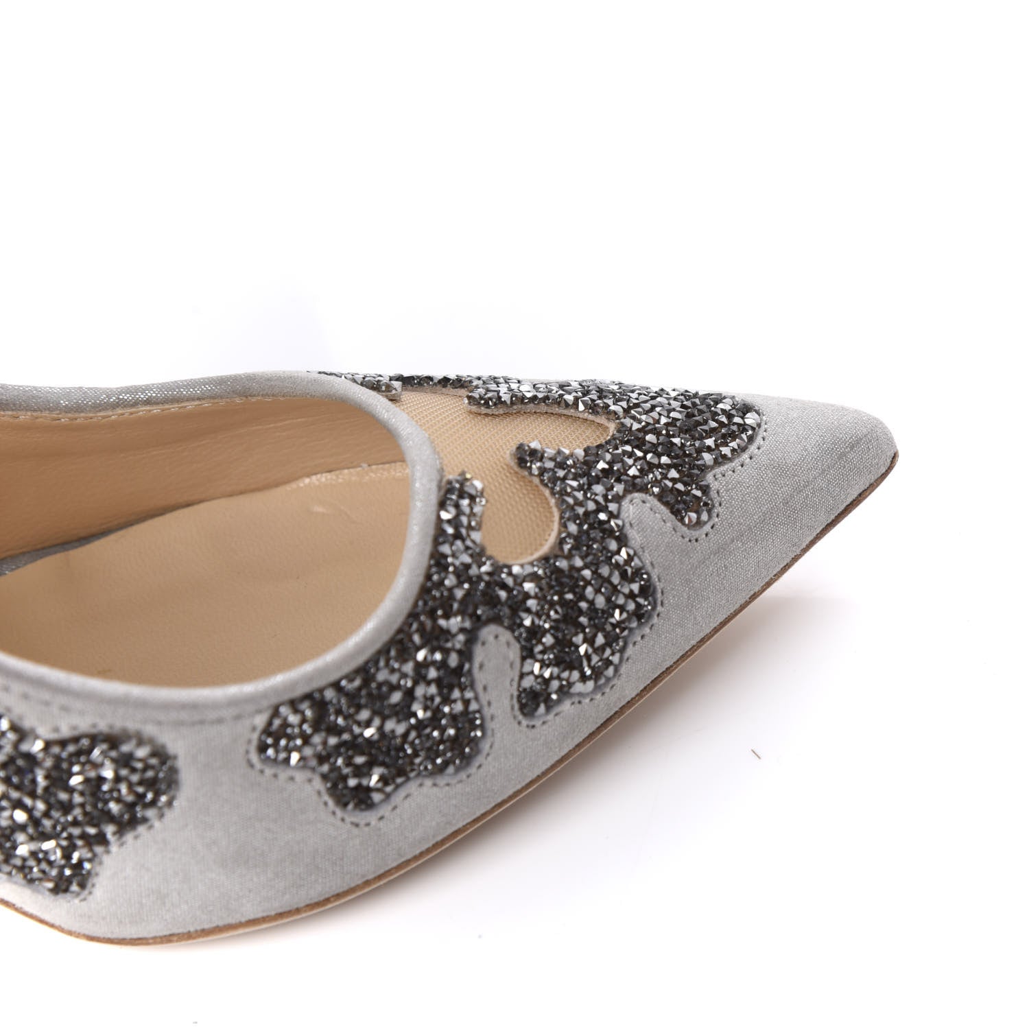 Jimmy Choo Suede Mesh Crystal Rocks Karmel 100 Pumps 35.5 Grey 9 of 10
