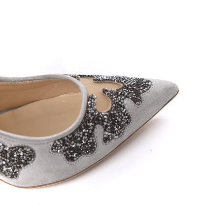 Jimmy Choo Suede Mesh Crystal Rocks Karmel 100 Pumps 35.5 Grey 9 of 10