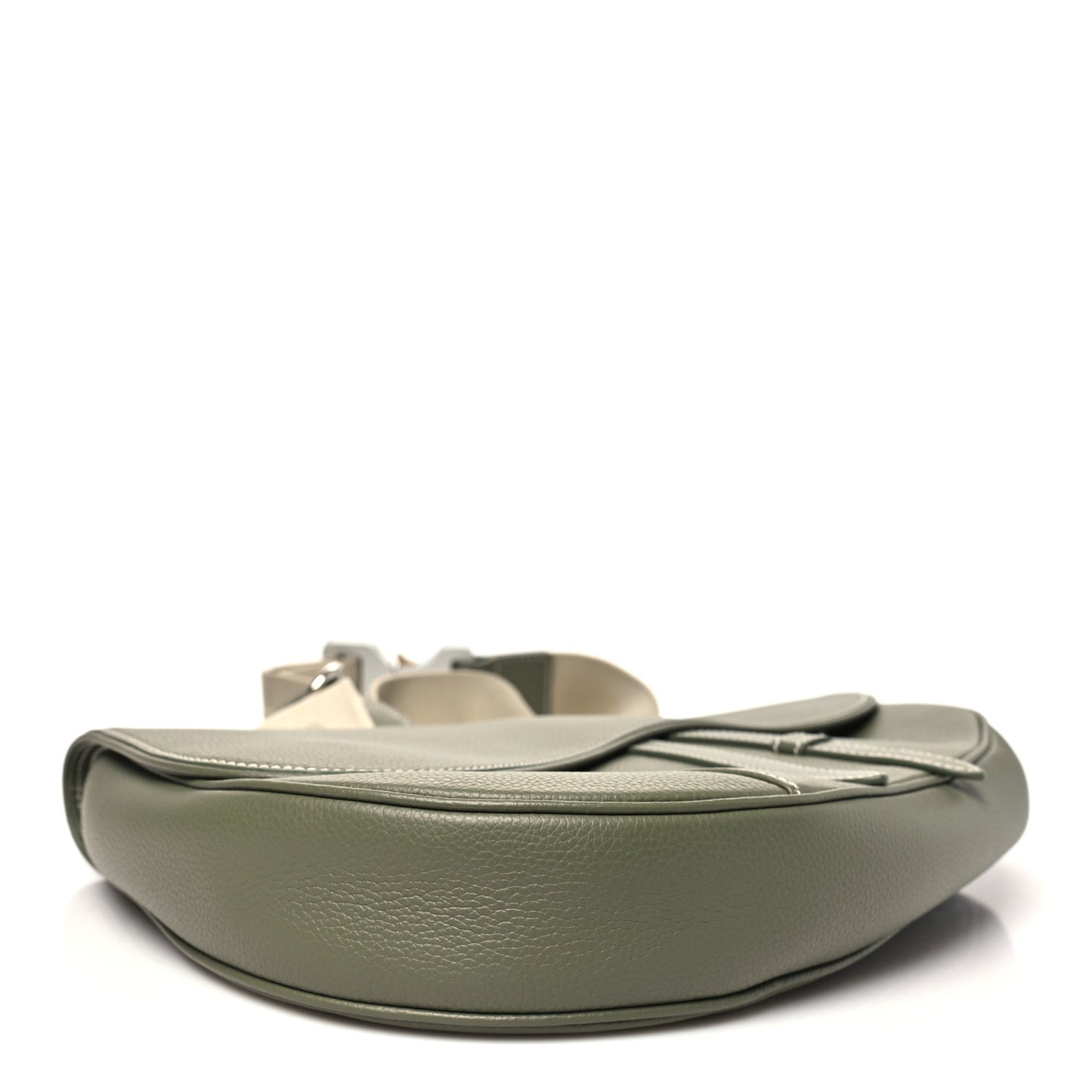 Grained Calfskin Mens Maxi Saddle Bag Olive