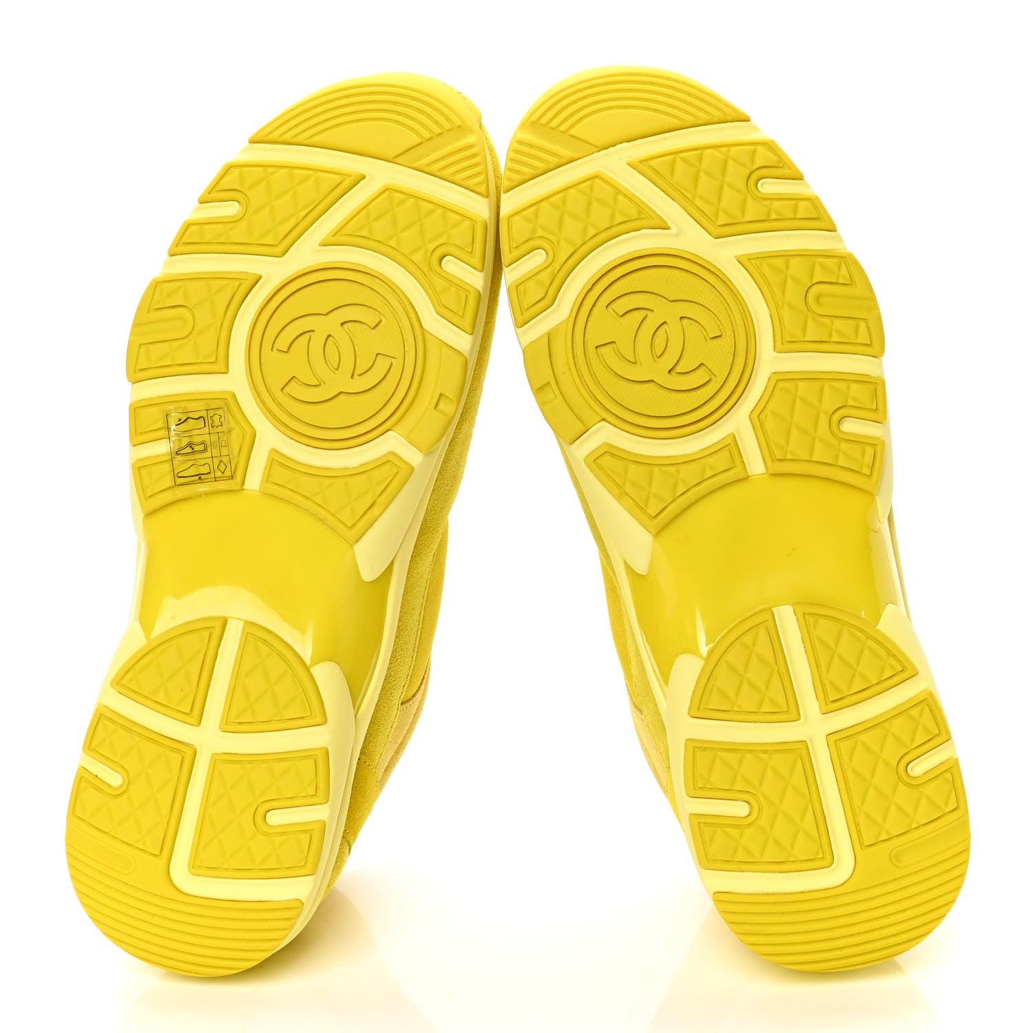 Chanel Fabric Calfskin Suede CC Sneakers 39 Yellow 4 of 4