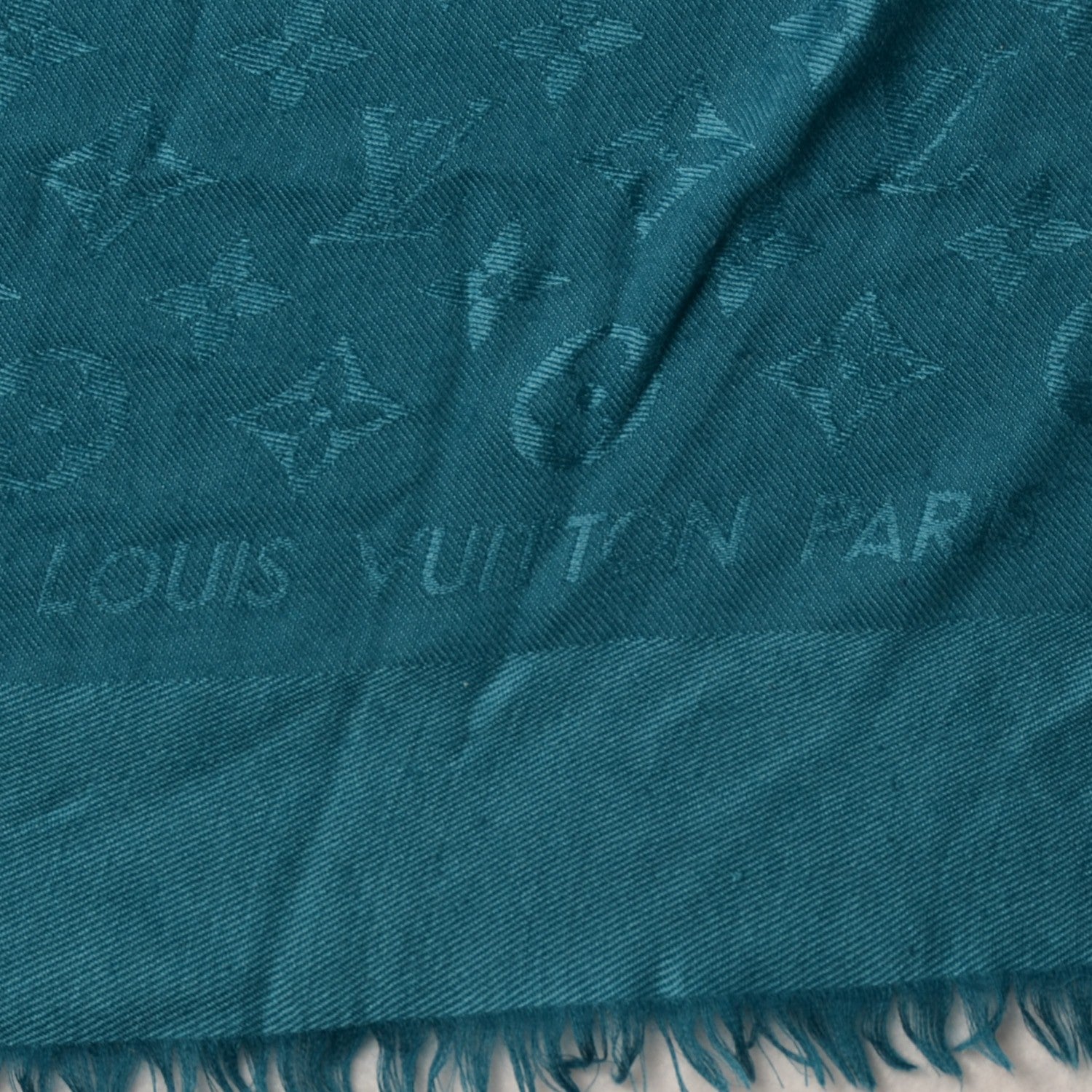 Louis Vuitton Monogram Silk Wool Shawl Turquoise 4 of 6