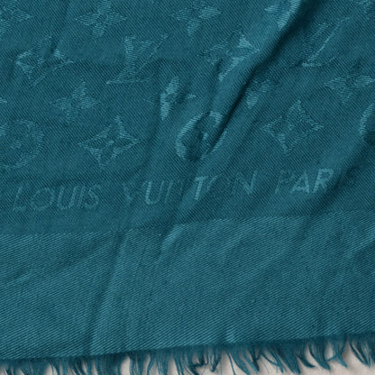 Louis Vuitton Monogram Silk Wool Shawl Turquoise 4 of 6