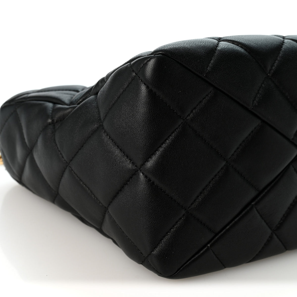 Lambskin Quilted Small Top Handle Shopping Bag Black