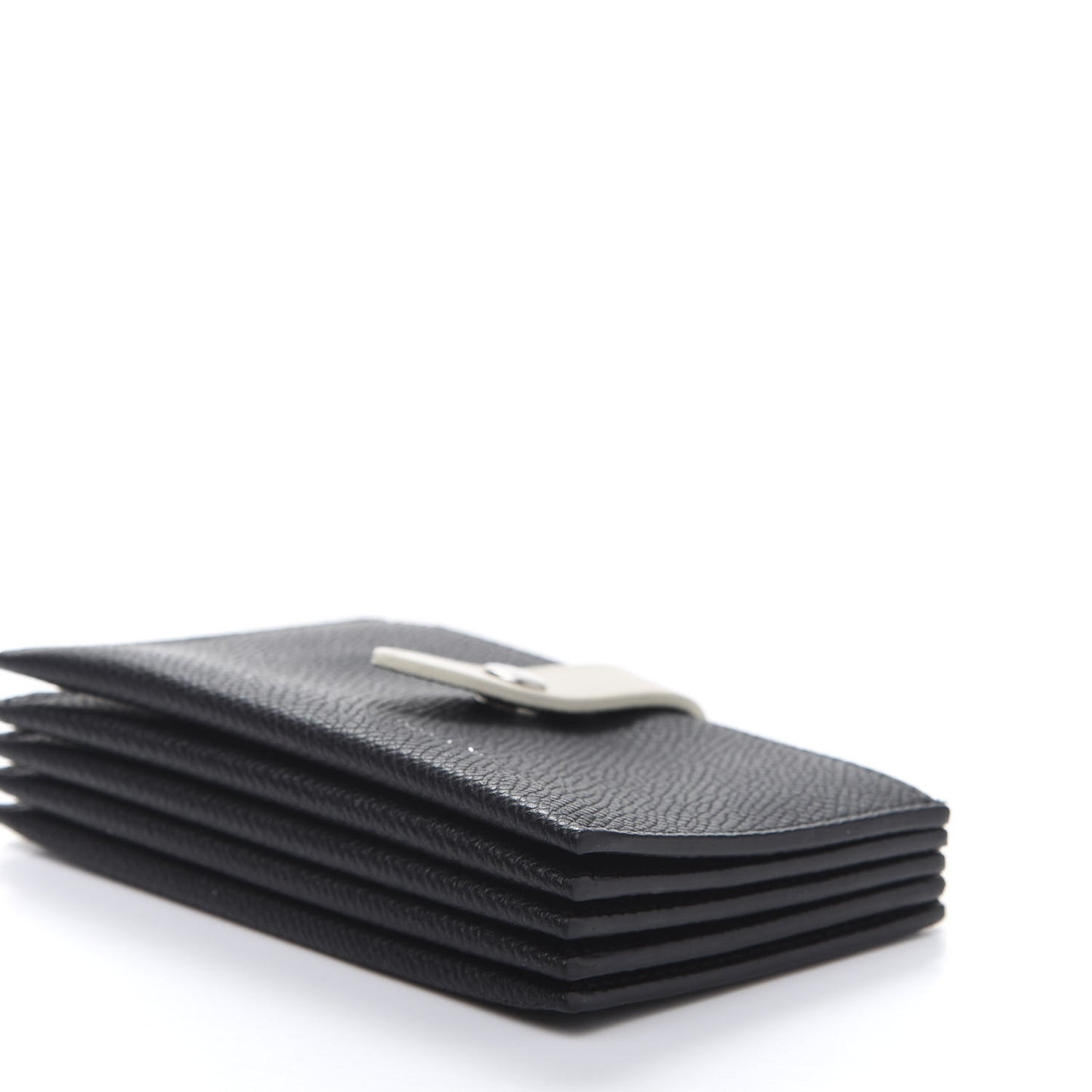 Grained Shiny Calfskin Accordion Card Holder Black Chalk