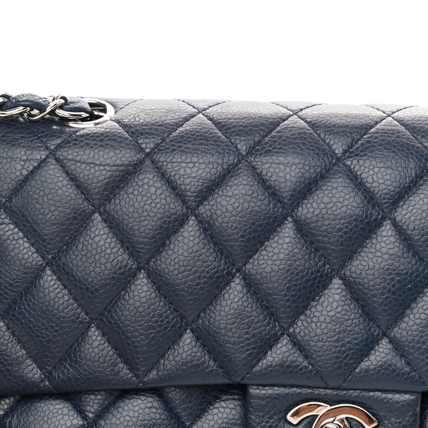 Chanel Caviar Quilted Medium Double Flap Navy 11 of 13