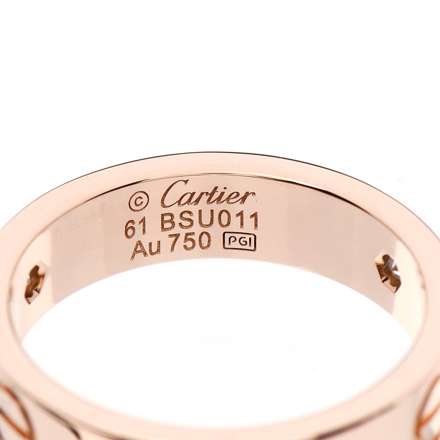 Cartier 18K Pink Gold 3 Diamond 5.5mm LOVE Ring 61 9.5 4 of 4