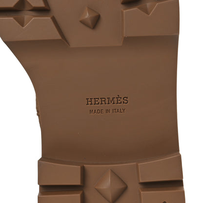 Hermes Suede Goatskin Shearling Womens Jeff Ankle Boots 41 Brun Fume Ecru 8 of 11