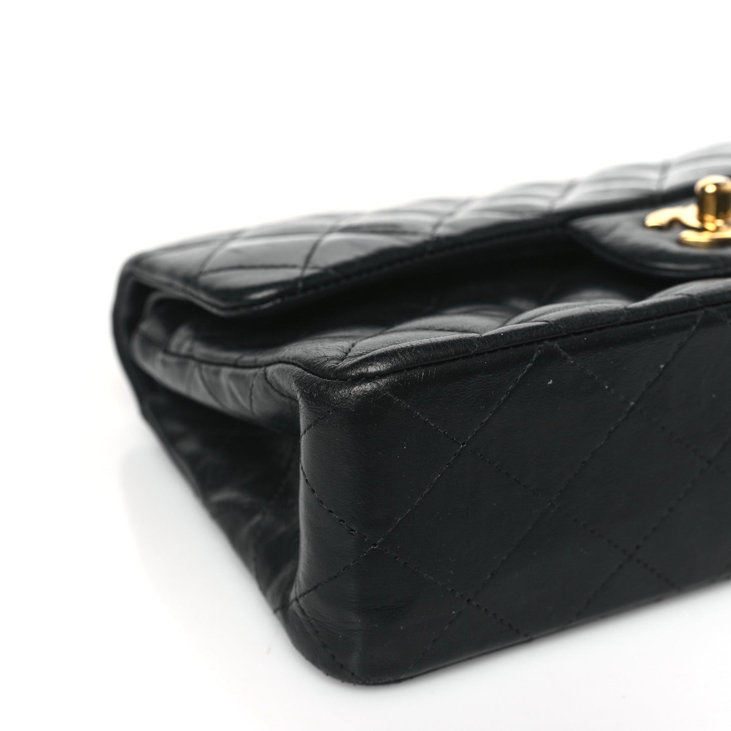 Lambskin Quilted Small Double Flap Black