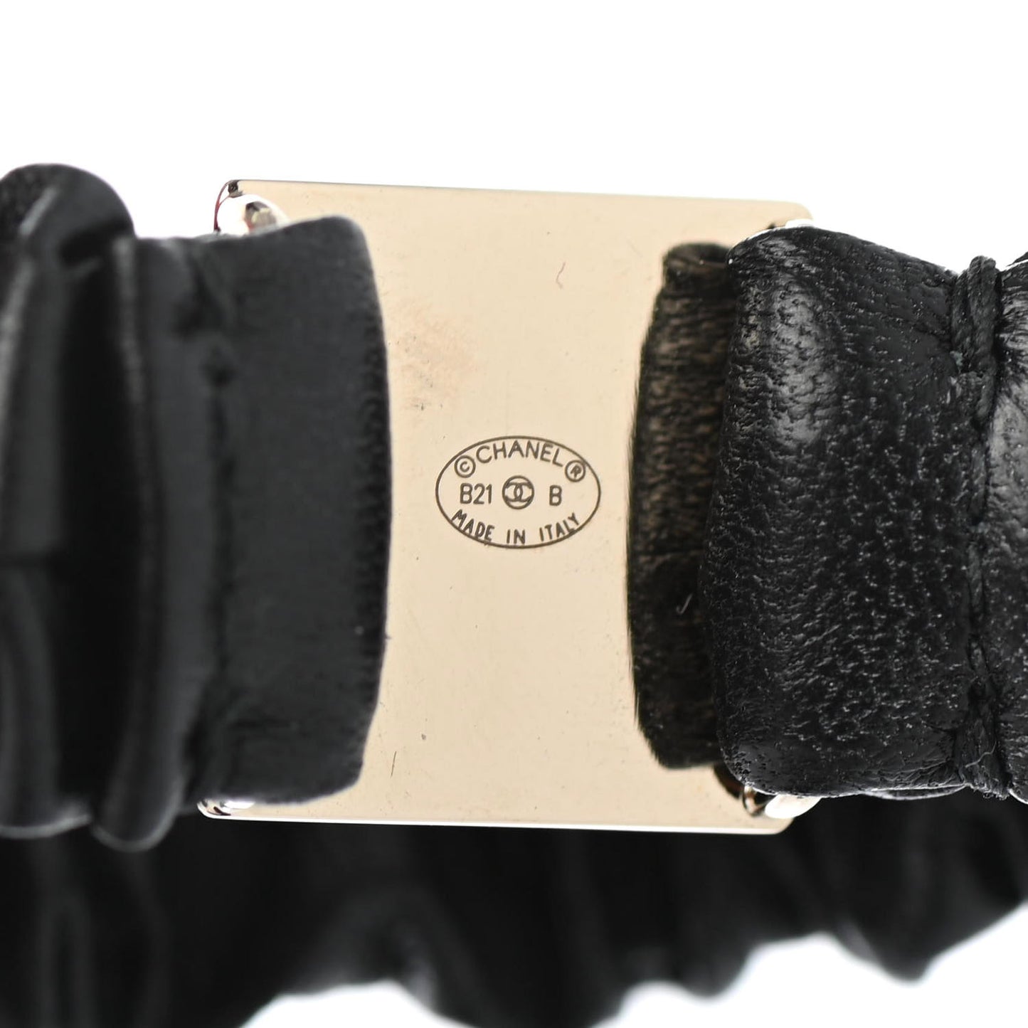 Lambskin Metal Enamel CC Hair Tie Black Gold