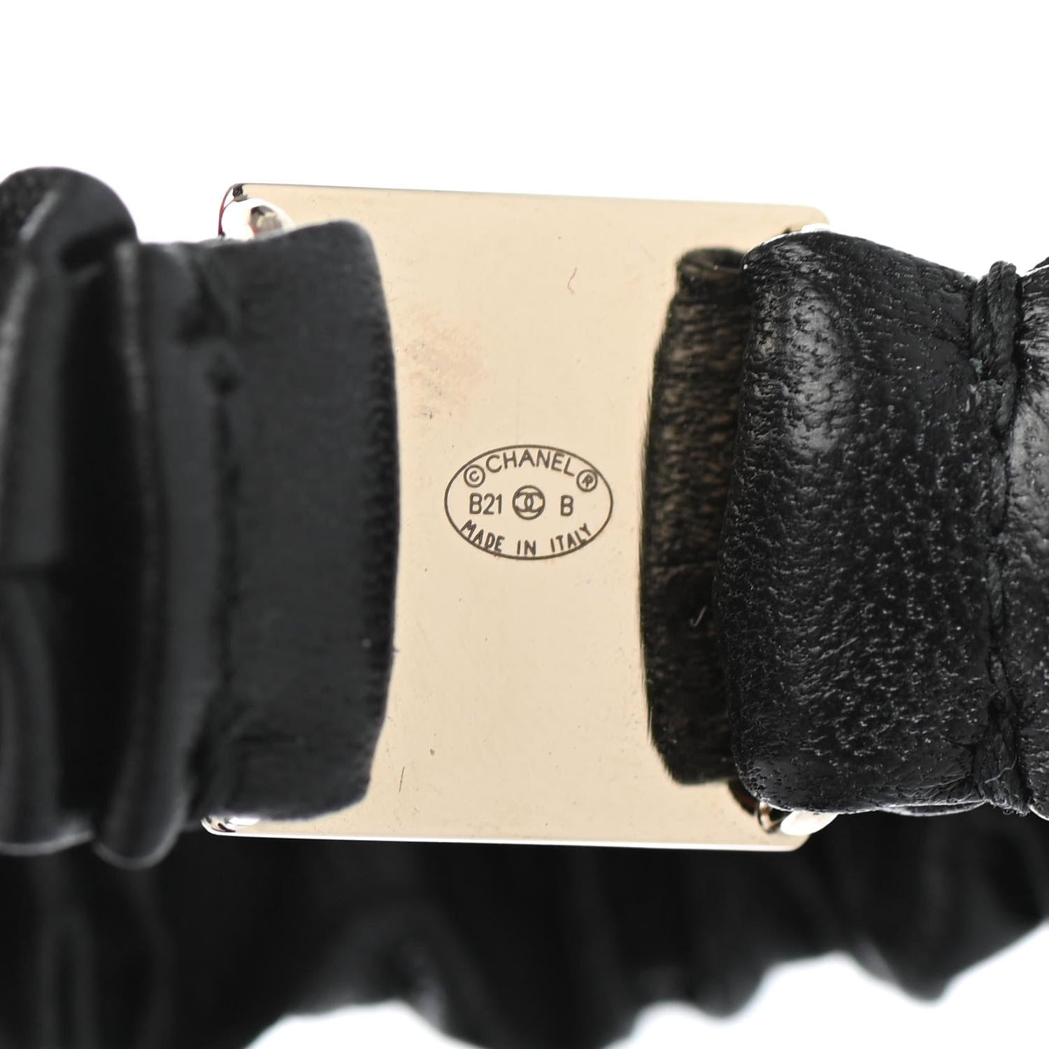 Chanel Lambskin Metal Enamel CC Hair Tie Black Gold 3 of 4