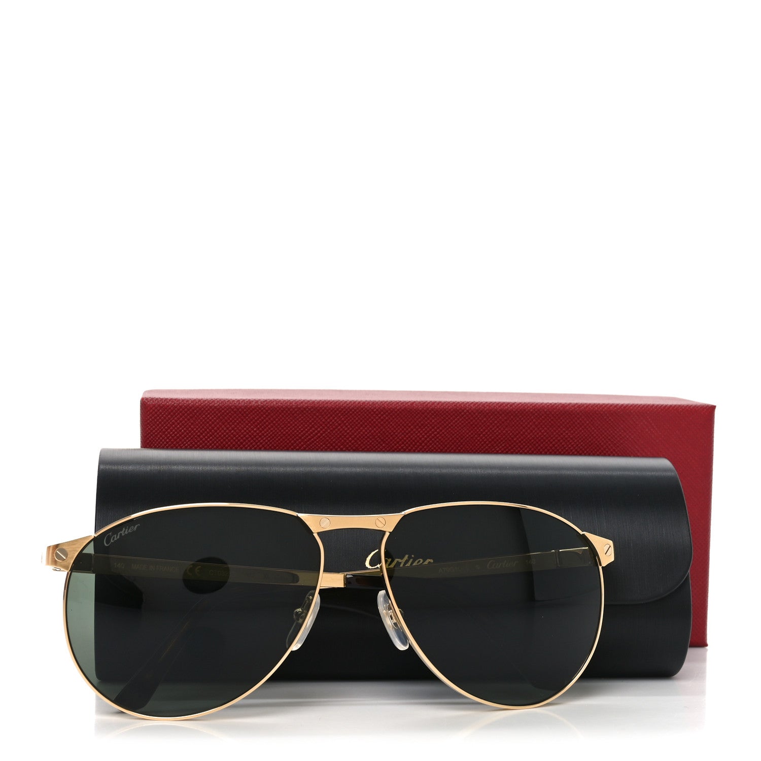Cartier Santos Aviator Sunglasses CT0323S Gold 7 of 7