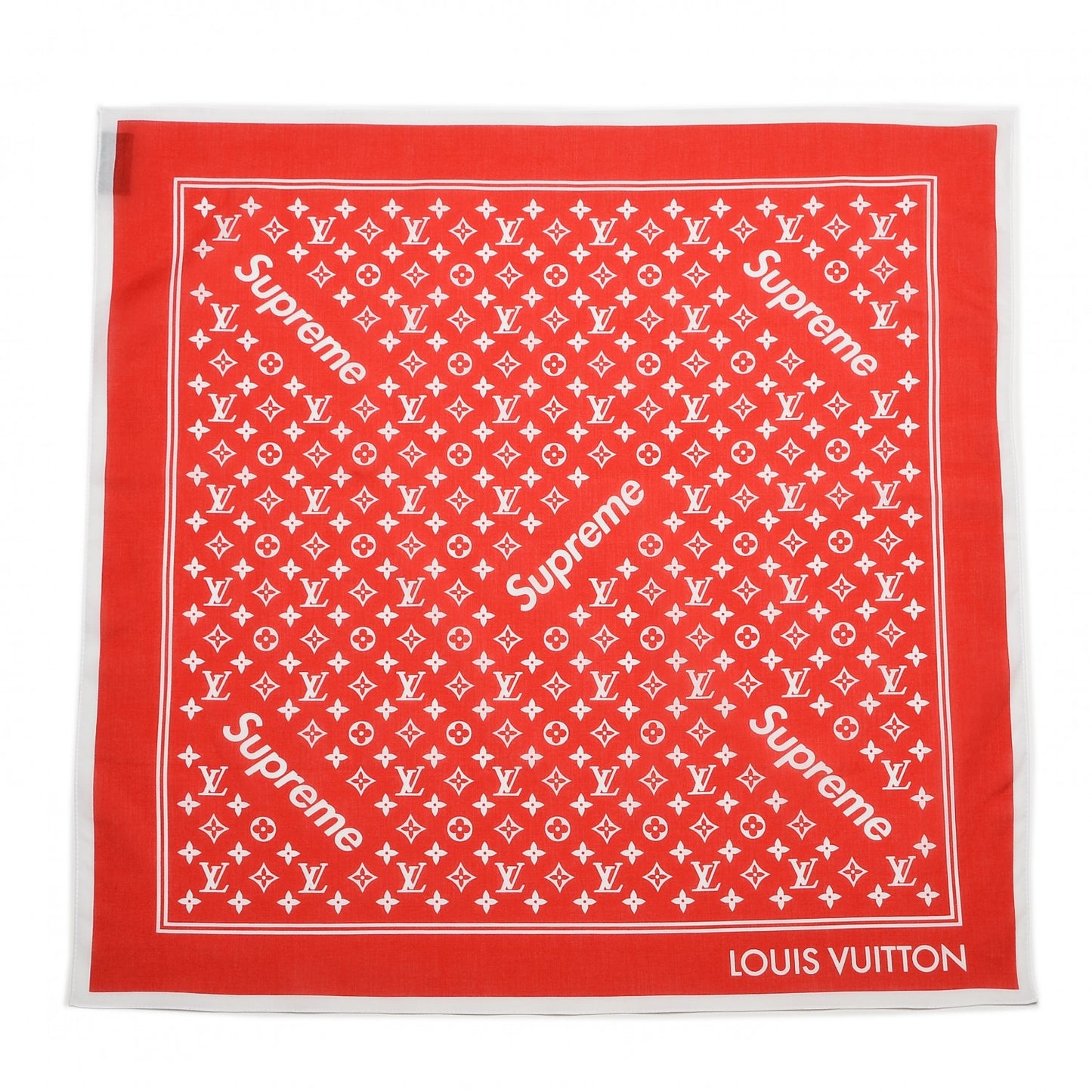 X SUPREME Cotton Monogram Bandana Scarf Red