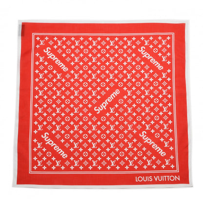 Louis Vuitton X SUPREME Cotton Monogram Bandana Scarf Red 1 of 7