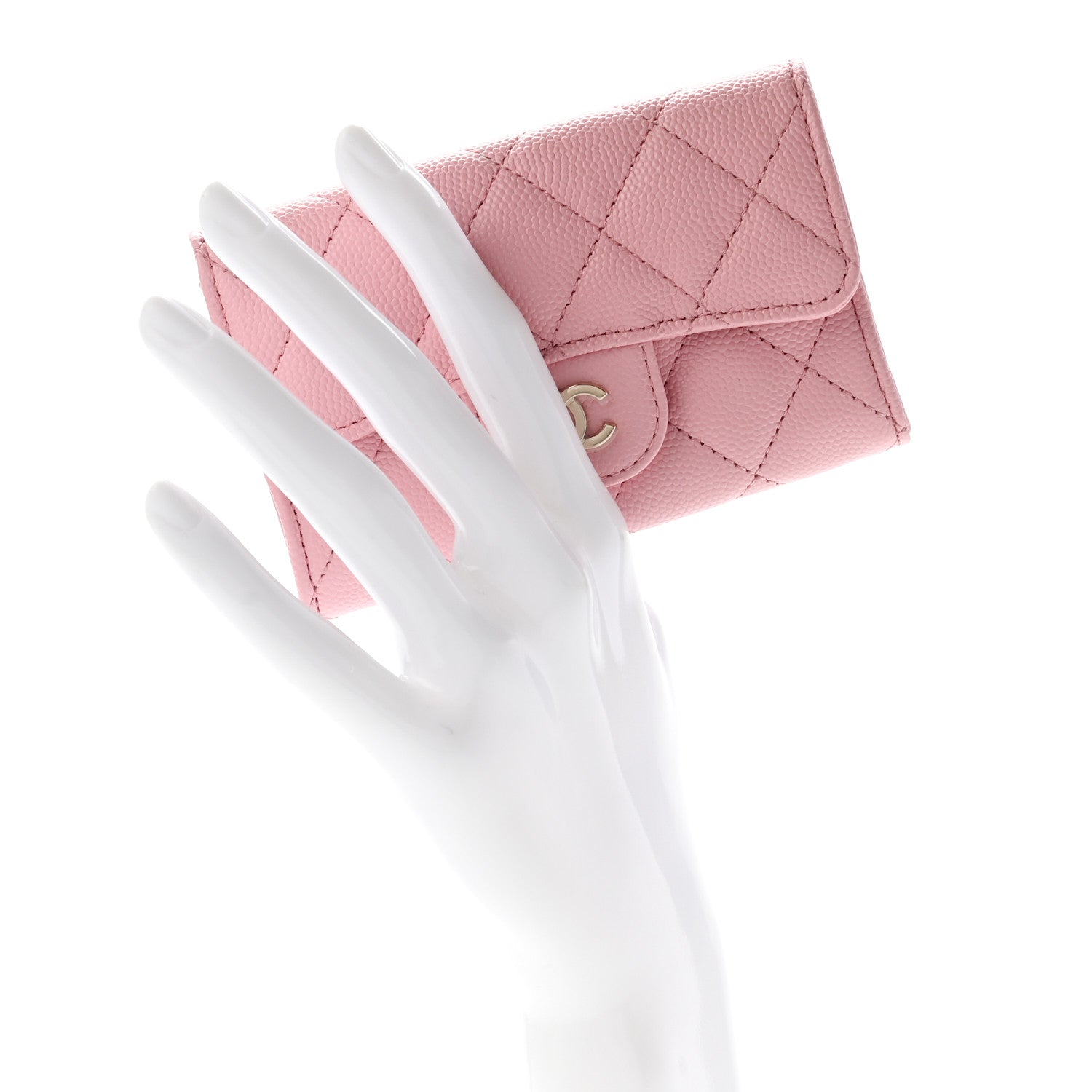 Chanel Caviar Quilted Flap Card Holder Wallet Light Pink 2 of 10