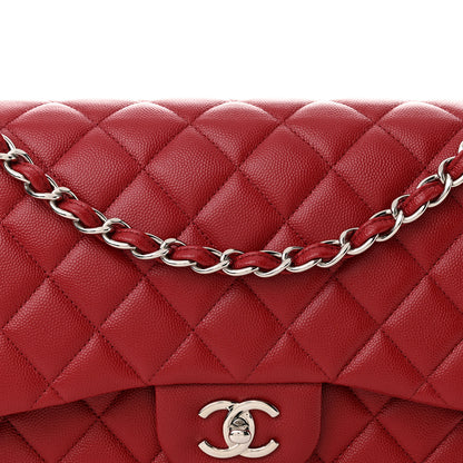 Chanel Caviar Quilted Jumbo Double Flap Dark Red 8 of 15