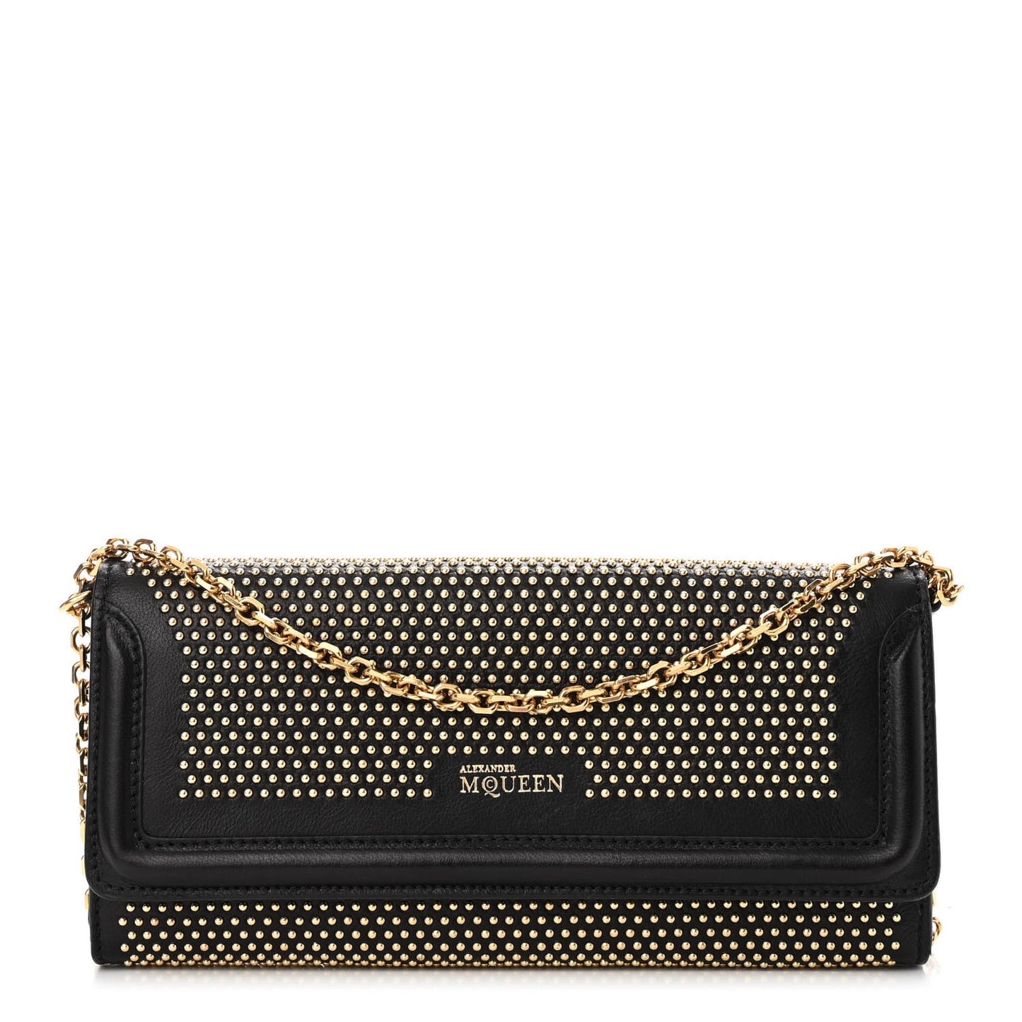 Calfskin Studded Wallet on Chain Black