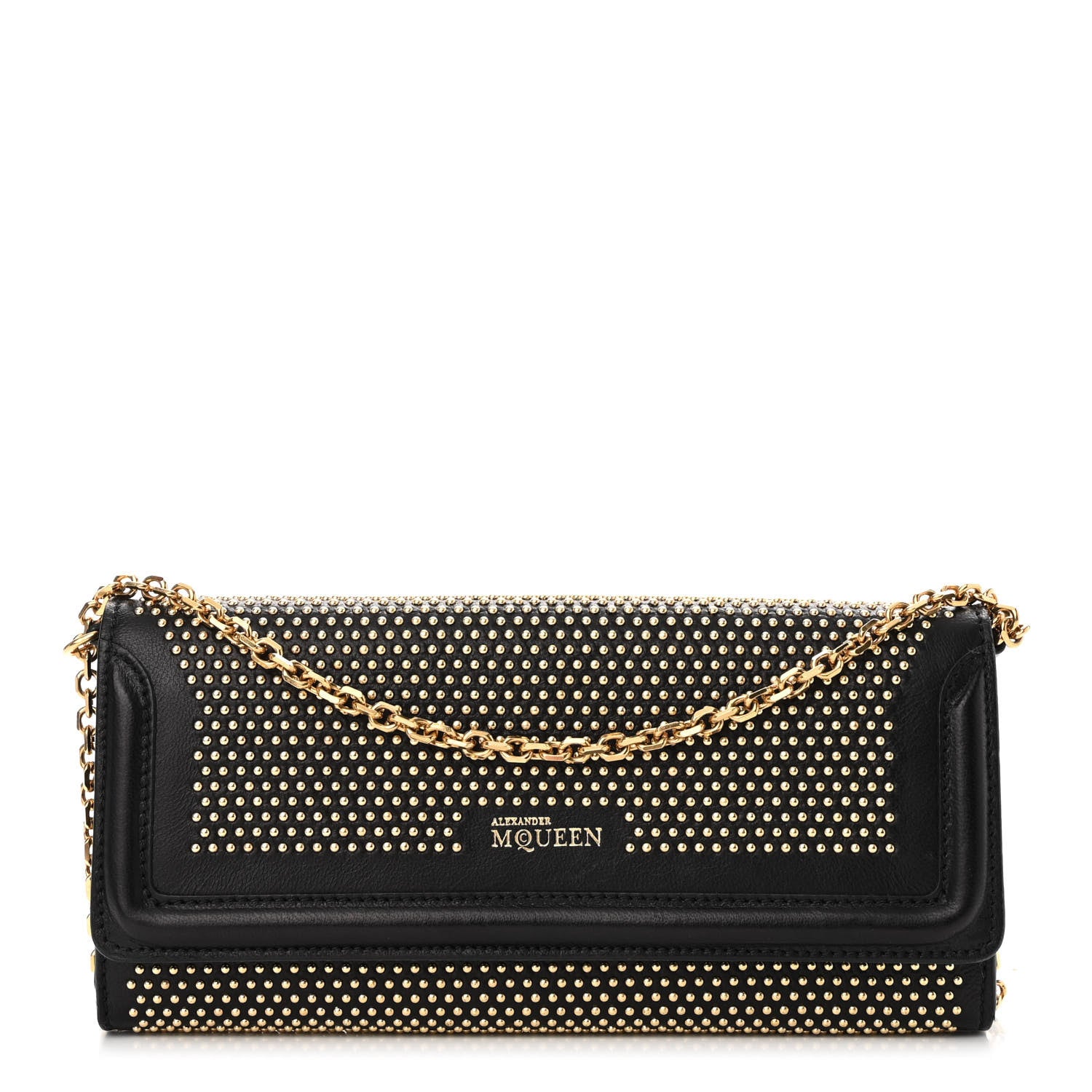 Alexander McQueen Calfskin Studded Wallet on Chain Black 1 of 9