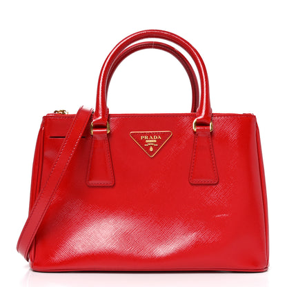 Prada Saffiano Vernice Mini Galleria Double Zip Tote Rosso 1 of 9