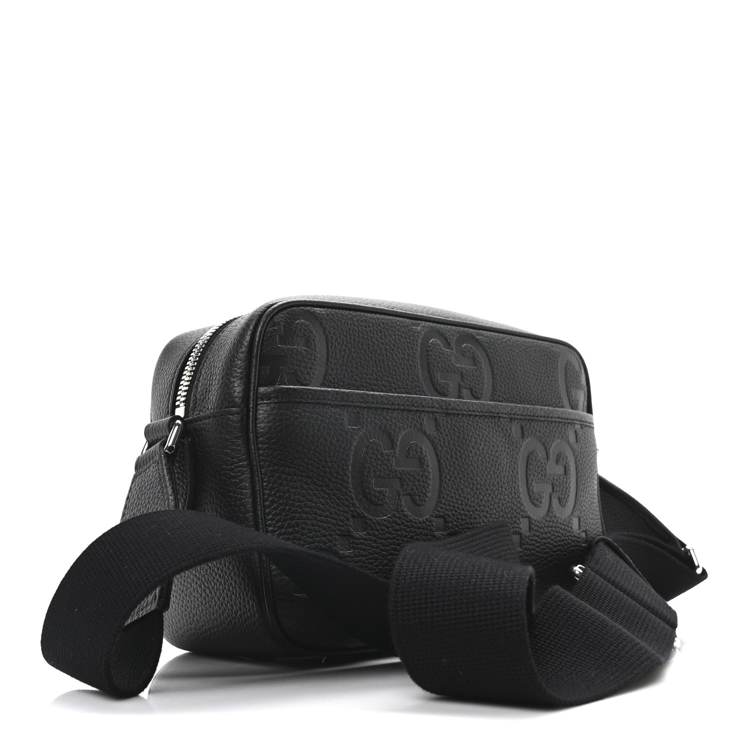 Gucci Piuma Calfskin Jumbo GG Embossed Medium Messenger Bag Black 3 of 10