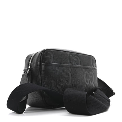 Gucci Piuma Calfskin Jumbo GG Embossed Medium Messenger Bag Black 3 of 10
