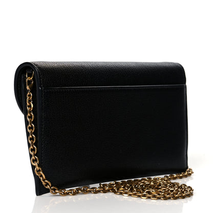 Christian Dior Grained Calfskin Saddle Chain Wallet Pouch Black 4 of 11