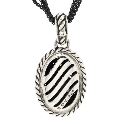 David Yurman Sterling Silver Diamond Midnight Melange Oval Enhancer Pendant Four Strand Necklace 6 of 6