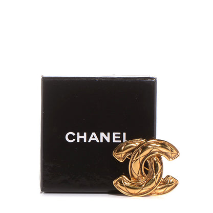 Chanel Quilted Small CC Brooch Gold 5 of 5