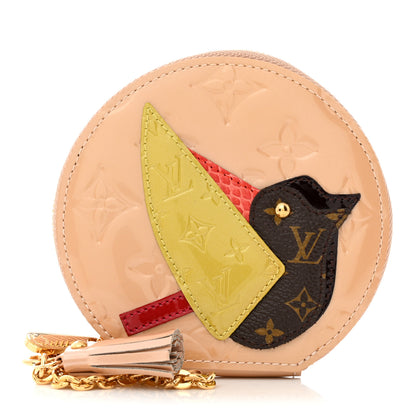 Louis Vuitton Vernis Animania Oiseau Songbird Coin Purse Rose Florentin 1 of 8