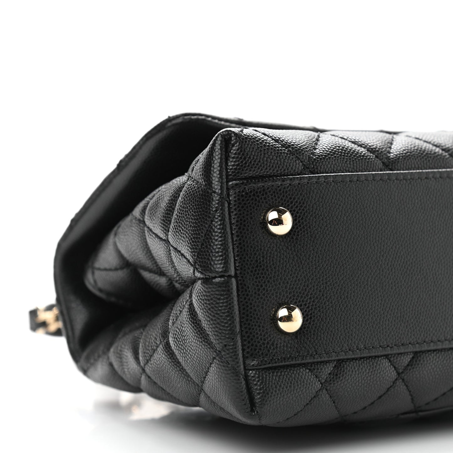 Caviar Lizard Embossed Quilted Mini Coco Handle Flap Black