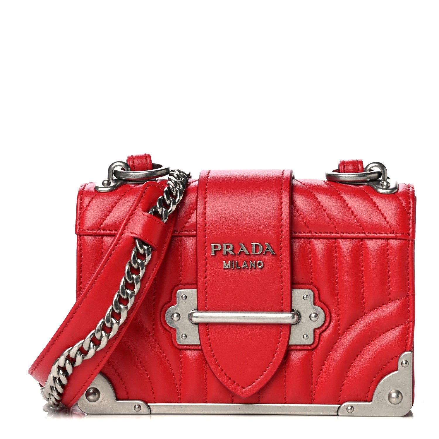 Prada Soft Calfskin Impunture Diagramme Cahier Bag Rosso 1 of 5