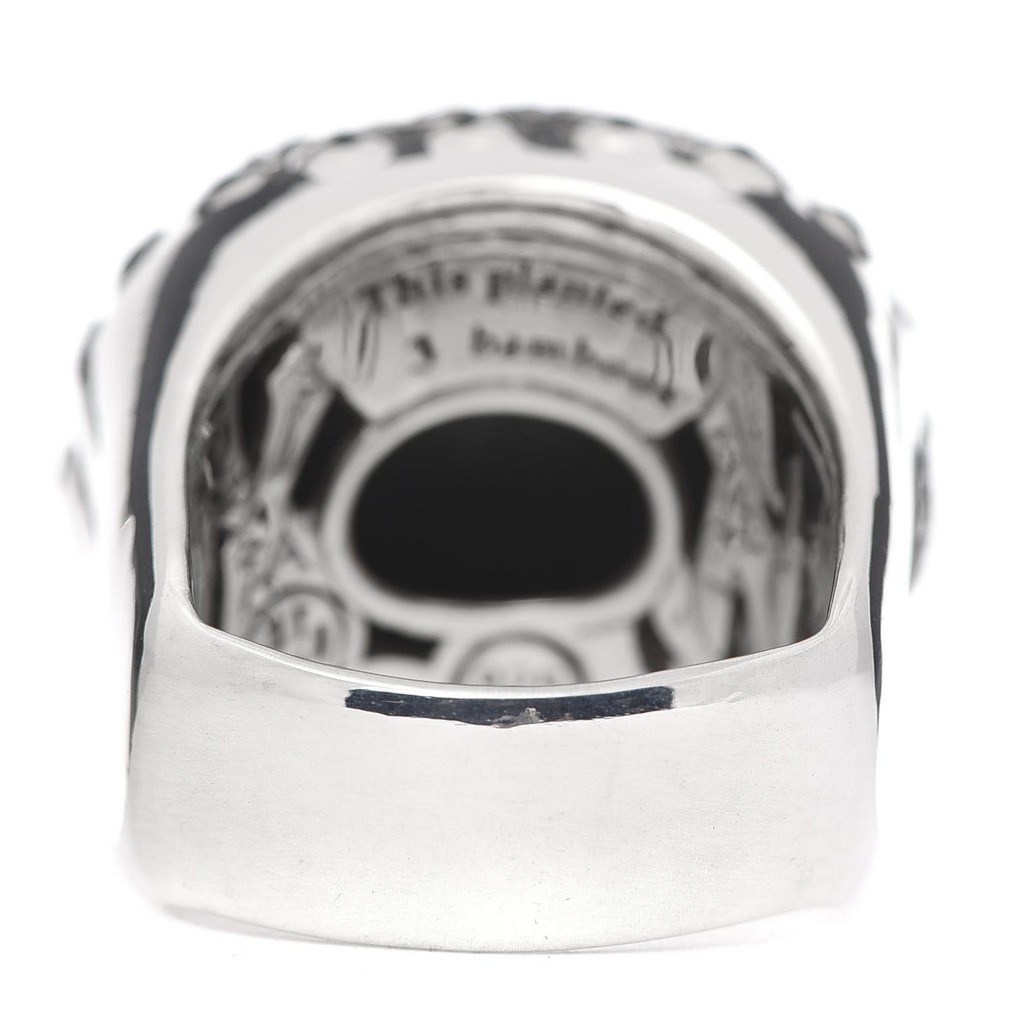 Sterling Silver Hematite Black Spinel Bamboo Dome Ring 54 7