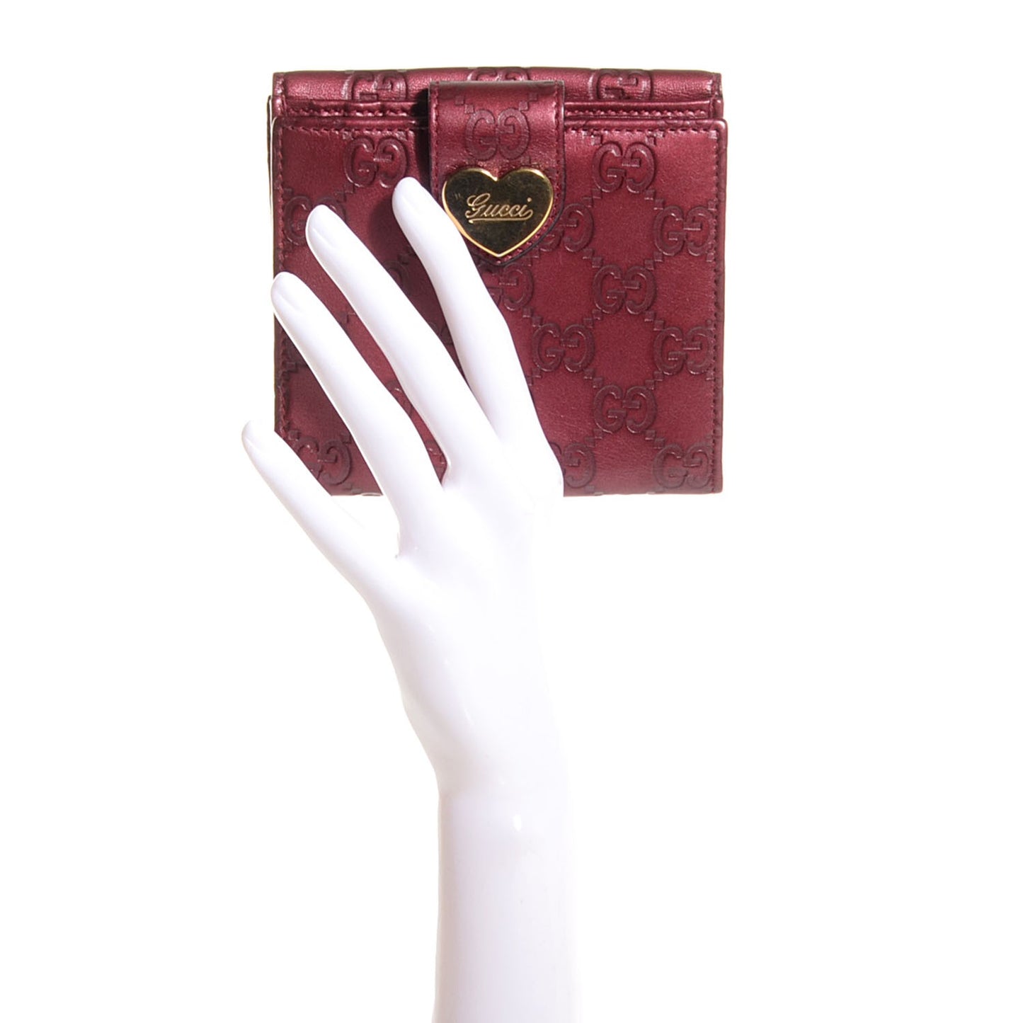 Guccisima Heart Flap French Wallet Dark Red