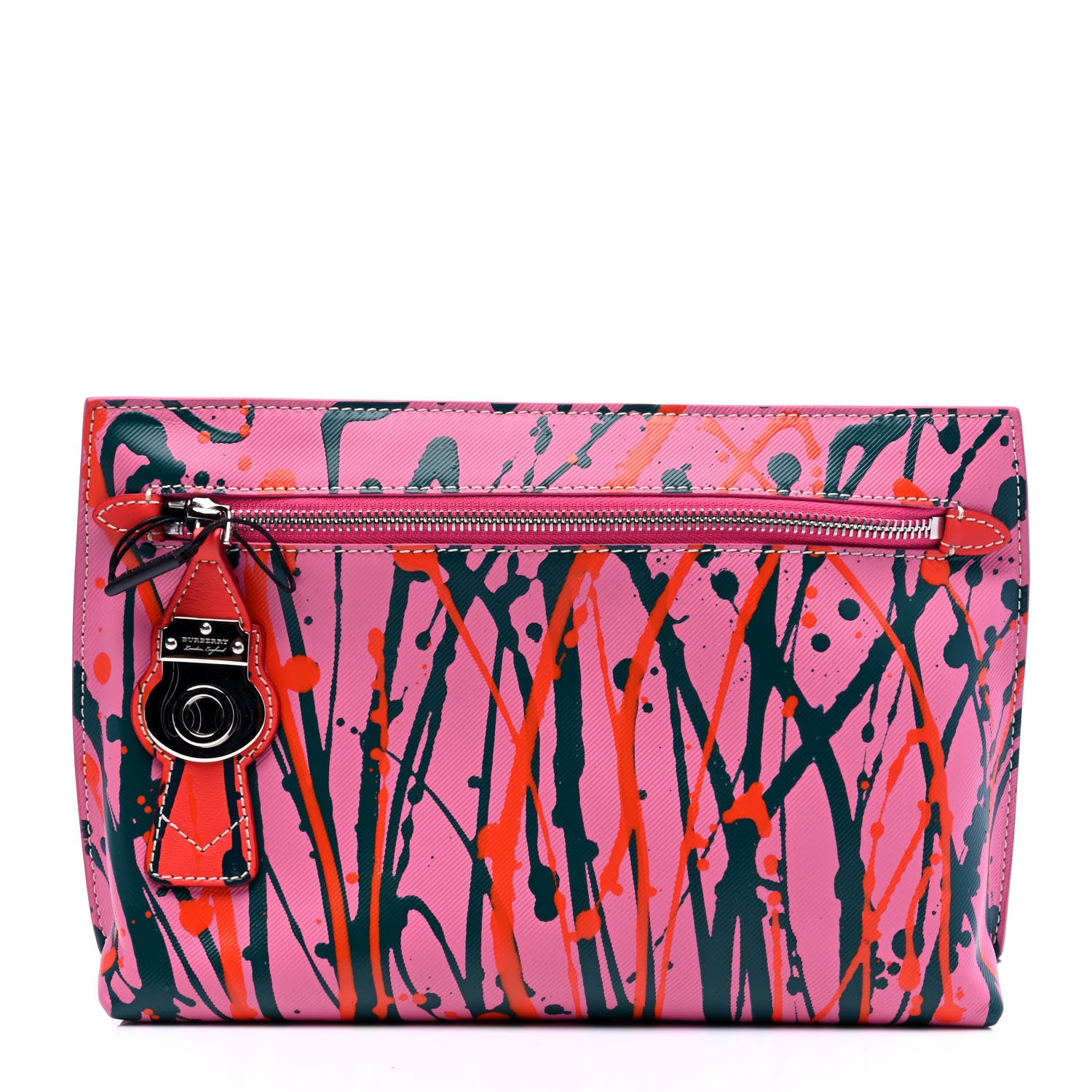 Burberry Trench Calfskin Splash Print Pouch Rose 1 of 5