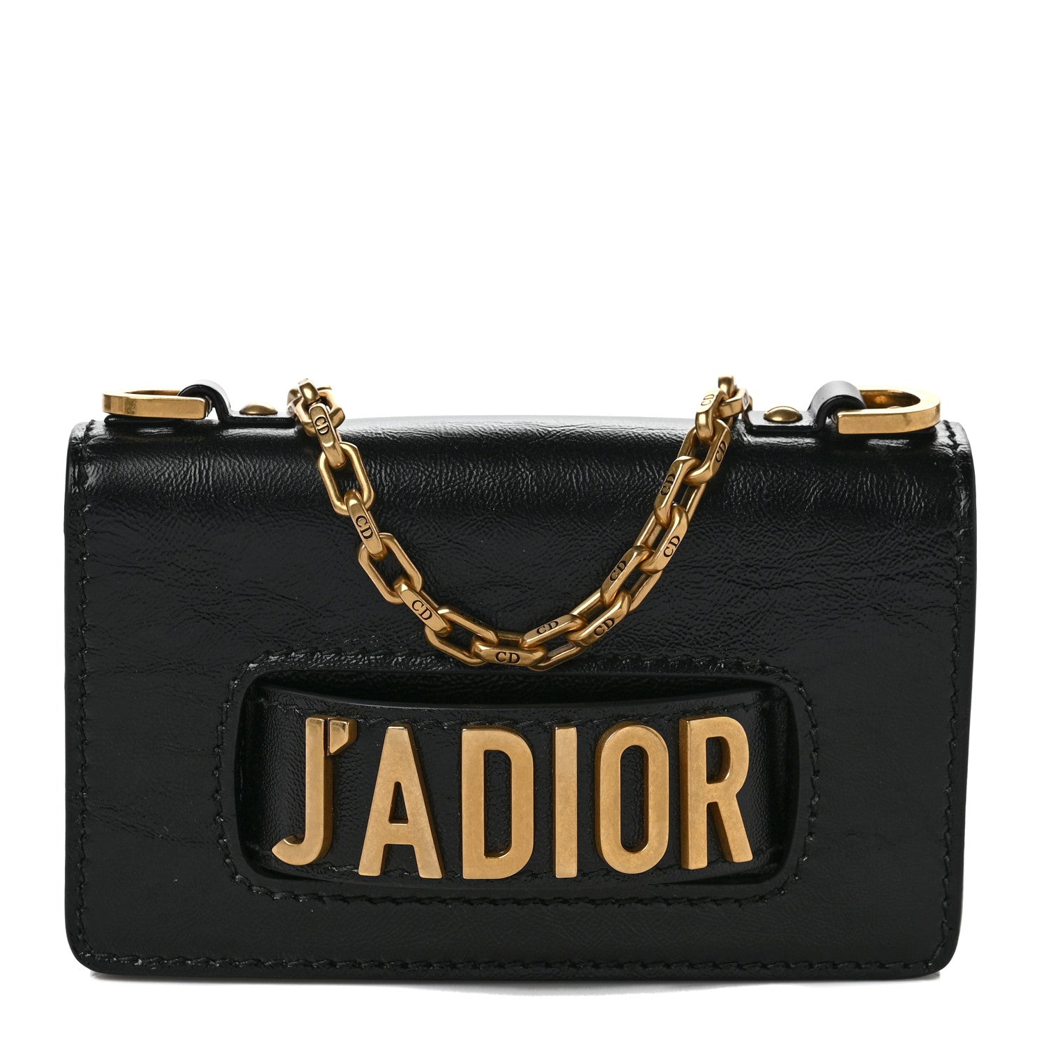 Christian Dior Crinkled Calfskin Mini J'Adior Chain Flap Bag Black 1 of 8