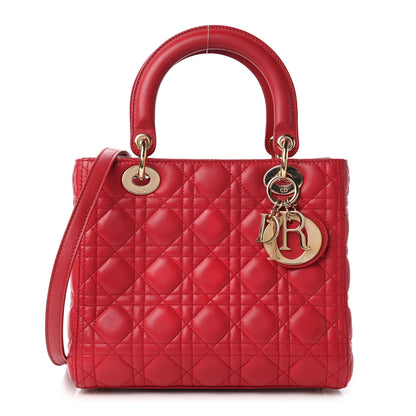 Christian Dior Lambskin Cannage Medium Lady Dior Red 1 of 10
