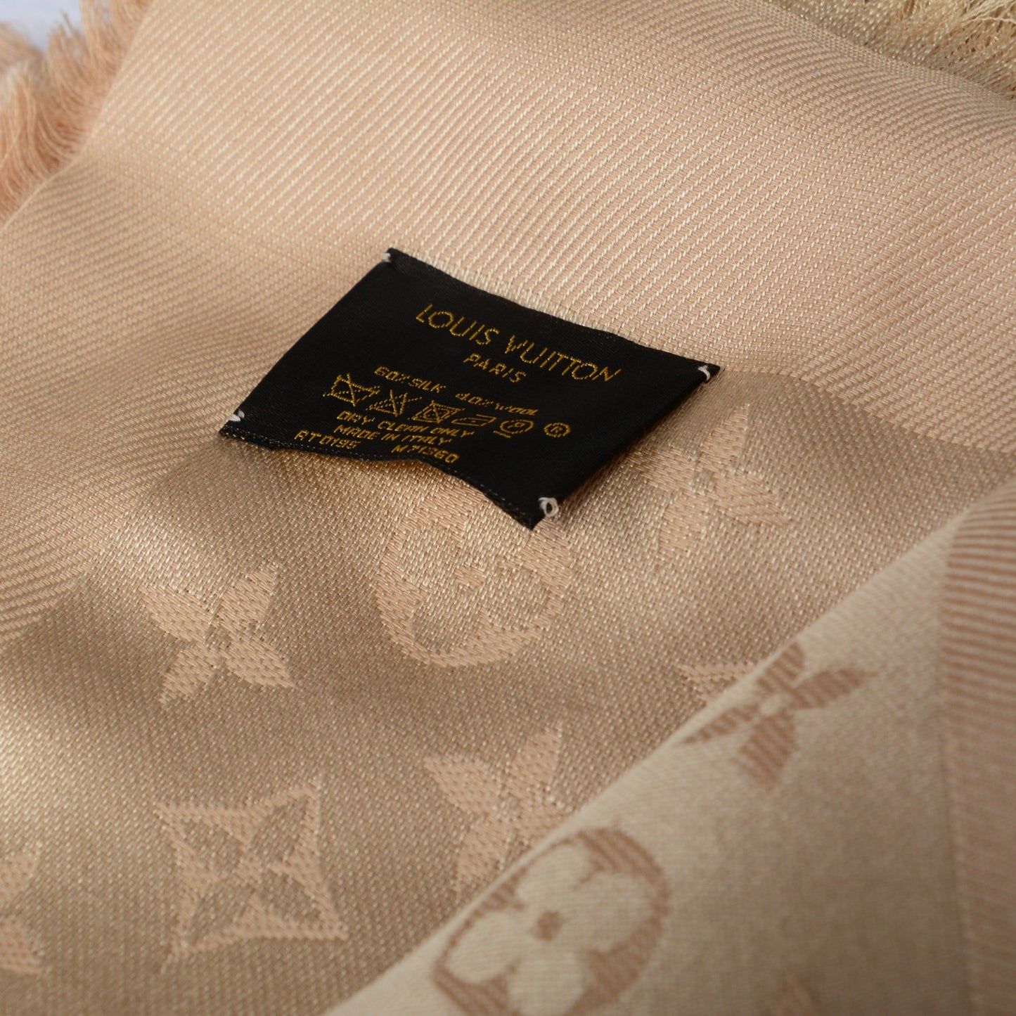 Silk Wool Monogram Shawl Dune