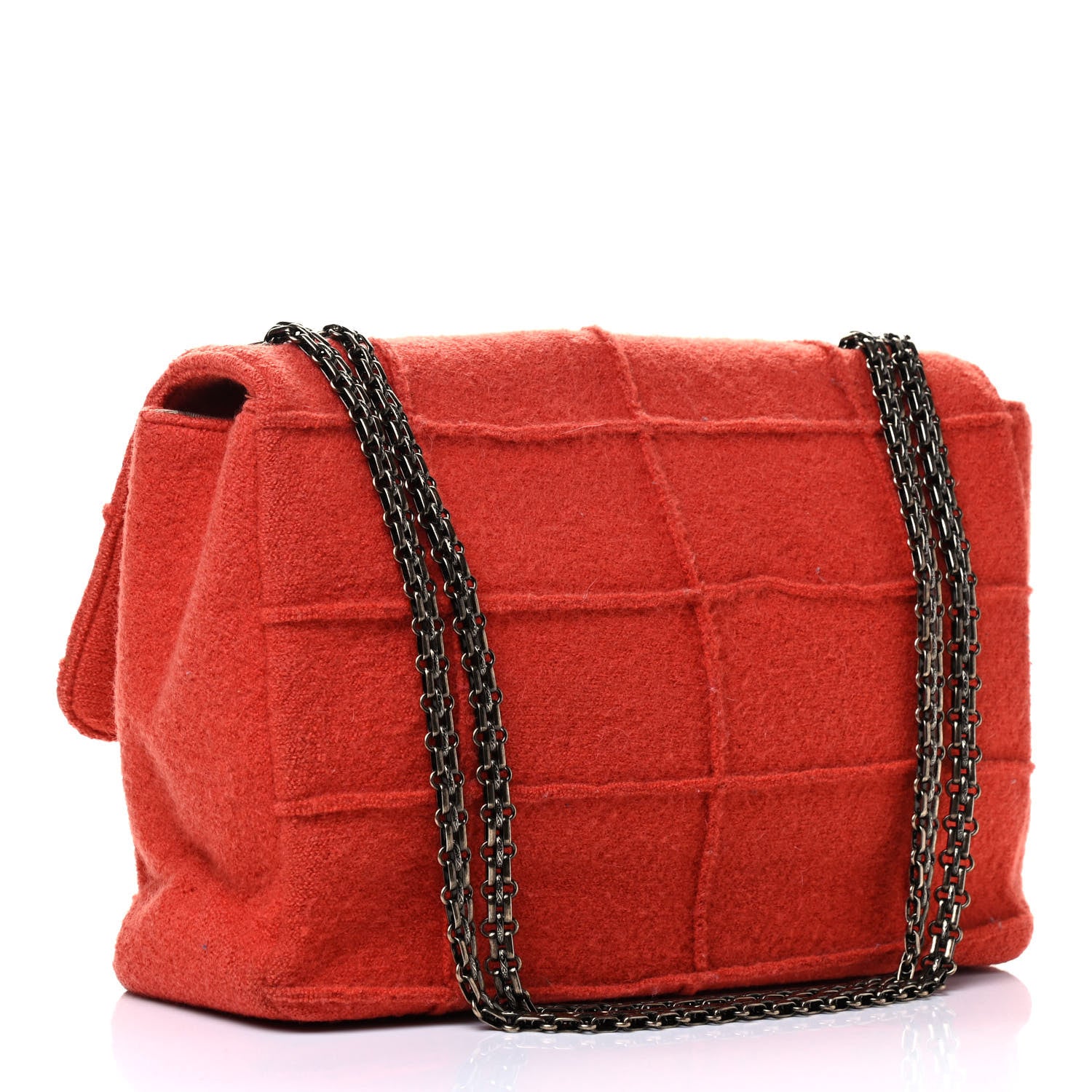 Chanel Wool Patchwork Mademoiselle Jumbo Flap Orange 2 of 4