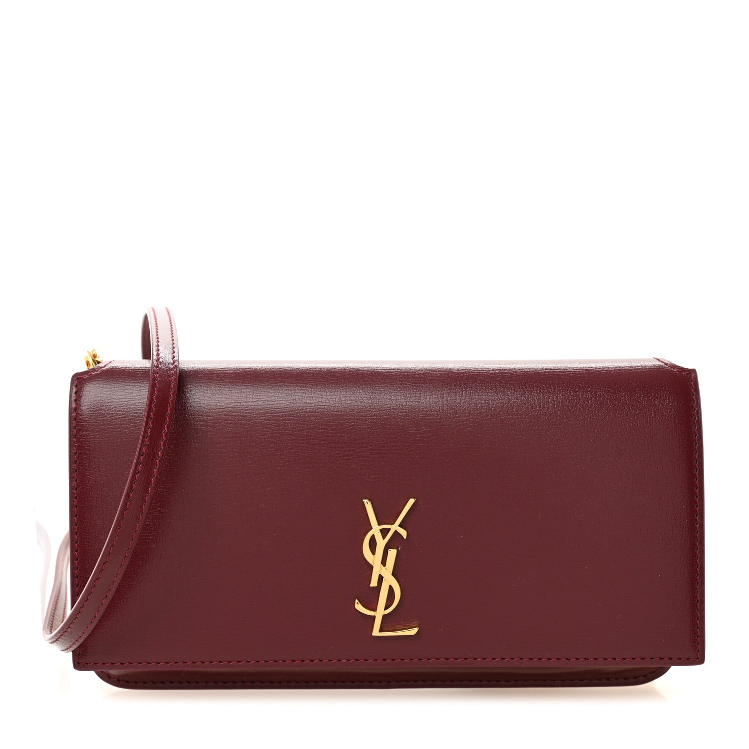 Saint Laurent Smooth Calfskin Monogram Phone Holder Crossbody New Dark Bordeaux 1 of 10