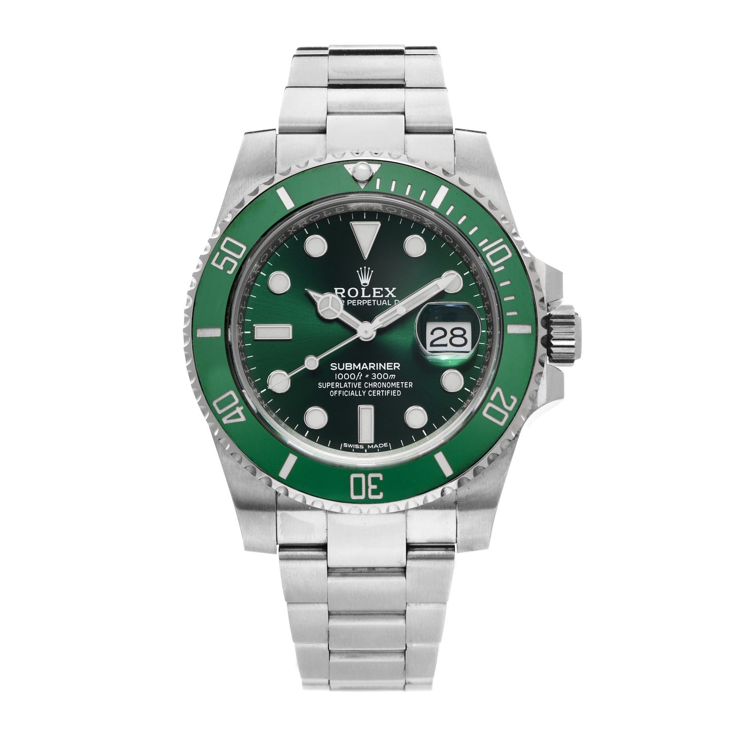 Stainless Steel 40mm Oyster Perpetual Submariner Date Hulk Watch Green 116610LV
