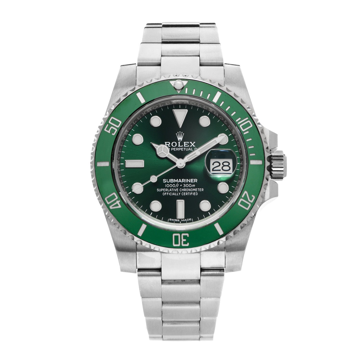 Rolex Stainless Steel 40mm Oyster Perpetual Submariner Date Hulk Watch Green 116610LV 1 of 5